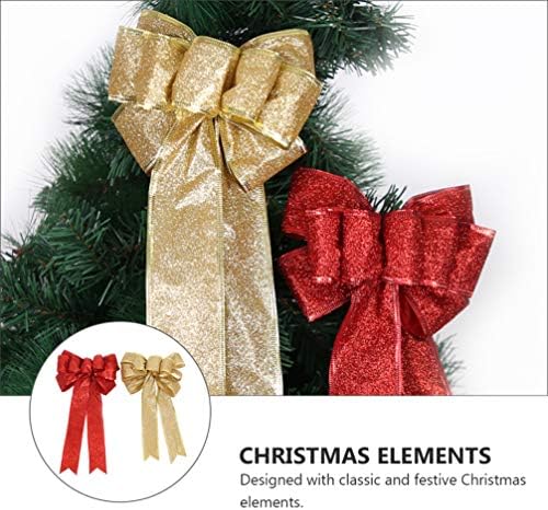 Pretyzoom Christmas Wreath Bow Glitter Large Bow Knot Christmas Ornamento Ornamento de Natal Diy Artesanato para embrulho