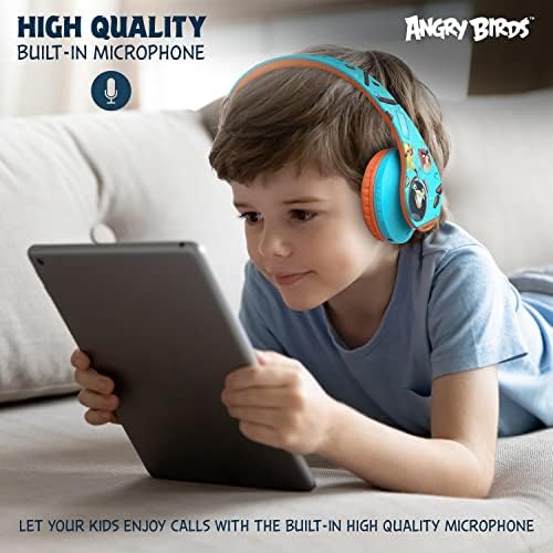 PowerLocus Kids Headphones Edition Angry Birds, fones de ouvido sem fio, fones de ouvido de 85db Volume Limited, Bluetooth