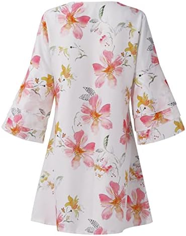 Vestidos havaianos nokmopo para mulheres Moda Temperamento Elegante decote em V 3/4 Mini vestido de mangas em V