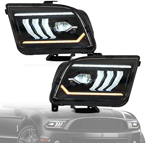 Os faróis do VLAND DIRECT LED se encaixam para Ford Mustang 2005-2009, montagem da lâmpada dianteira com animação de inicialização,