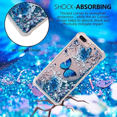 Caiyunl para iPhone 8 Plus Case Glitter, Liquid Sparkle Bling Luxo Clear Clea Phone Caso Slim Capa TPU garotas garotas Men choque