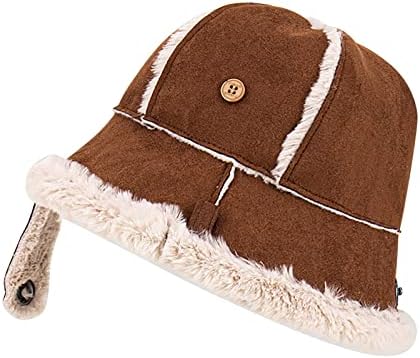 Keusn Womens Winter Hat Winter O outono quente do outono e do inverno Big Head Inclination Bag Fisherman Hat for Womens