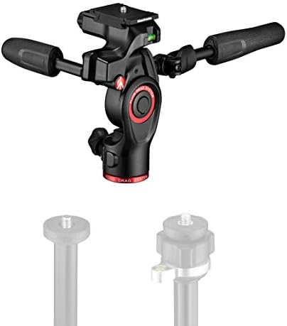 Manfrotto Chefe de tripé de câmera viva de 3 vias, alumínio, carga útil de 6 kg, tripés de viagem, com alças dobráveis, sistema de