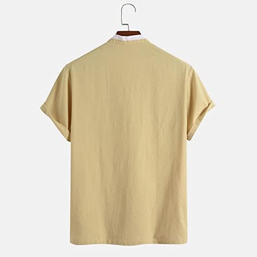 UBST 2022 Novas camisas de linho de algodão de verão para homens de manga curta V de pescoço de pescoço de praia