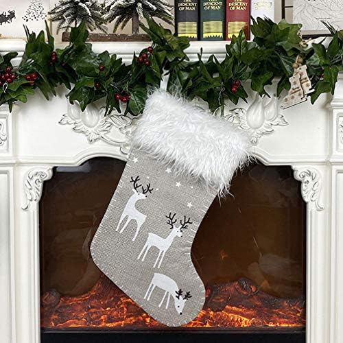 NUOBESTY PANTA ORNAMENTO DA Árvore de Natal em Árvore de Natal pendurada com meias com padrões de renas Presente Treat meias