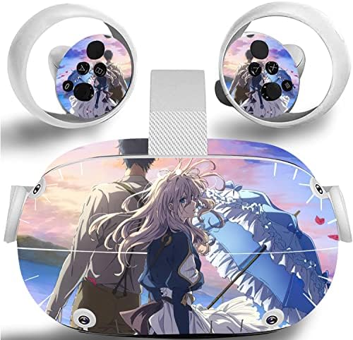 Violet Evergarden-Oculus Quest 2 VR adesivos de controlador e decalque de vinil de fone de ouvido, para, Acessórios de