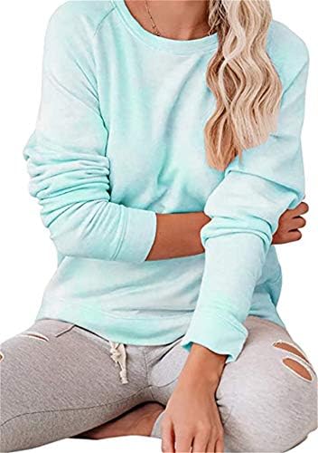 Eidefe Feminina Manga longa feminina Casual Crewneck Sorto Tie Tye Impresso a Selta de Selfato Pullover de Fit Loja