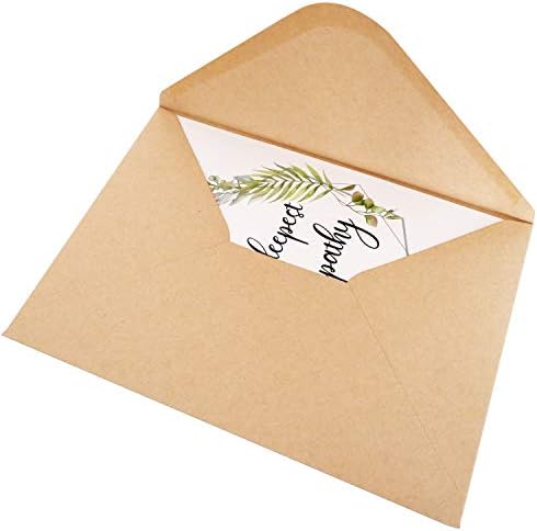Cartão de simpatia - único cartão de condolência com simpatia mais profunda, impressa em papel texturizado branco com envelope Kraft - 5 x 7 em branco dentro - para funeral, perda, condolências