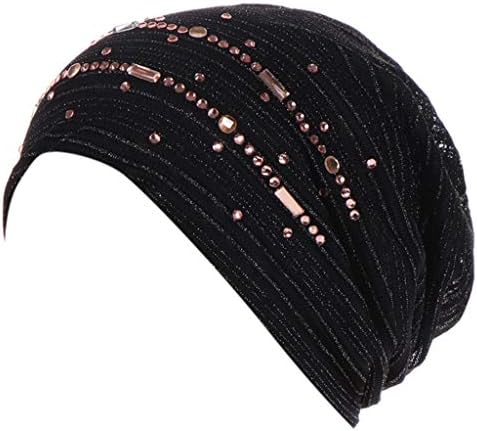 Caps de malha cabeça indiana Turbano envolve mulheres longas tampas de beisebol muçulmanas Black Hats for Women