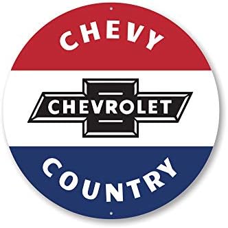 Chevy Country Car Sign, Chevrolet Car Sign, sinal de amante do carro, sinal de alumínio da garagem - Círculo de 18