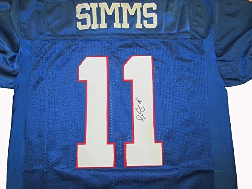 Phil Simms Autografed Jersey Custom W/Prova Picture of Phil assinando por nós, MVP do Super Bowl, PSA/DNA autenticado