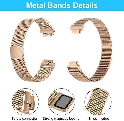 Bandas de metal de pacote Afoskce 2 compatíveis com Fitbit Inspire 2 /Fitbit Inspire Bandas de inspiração de RH /Fitbit