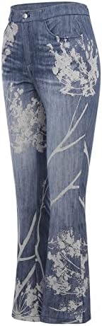 Slack reta da primavera angústia Mulheres jeans estampados elegantes vintage perdem a cintura alta elástica tamanho plus
