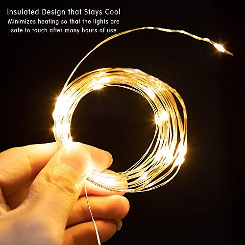 Exsuss 2 sets Luzes de cordas internas 16,4ft 50 LEDs Bateria alimentada por bateria ao ar livre e arame de cobre interno