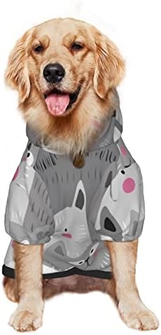 Capuz de cachorro grande com capuz britânico-shorthair-cat-kawaii, suéter de roupa de estimação com chapéu macio de gato de gato médio