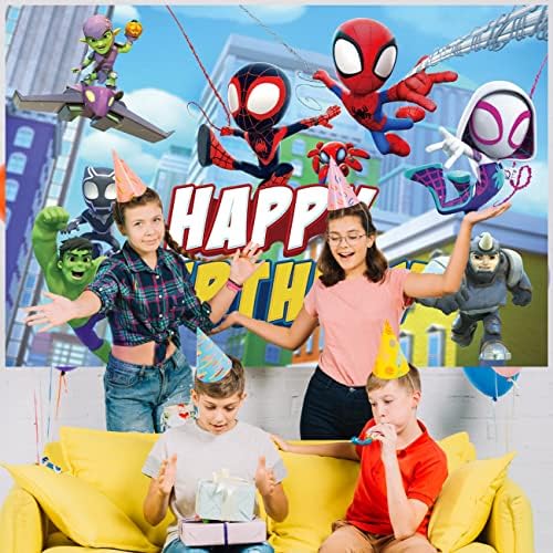 Spidey e seus amigos incríveis decorações de aniversário de 7 × 5ft Hero cenário Herói Spidey e seus incríveis suprimentos de festa para crianças decoração de aniversário do chá de bebê Banner decoração