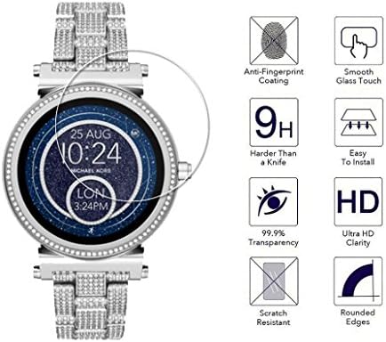 OrZero para Michael Kors Sofie Smart Watch Protetor de tela de vidro temperado, bordas de arco 2.5D 9 dureza HD Anti-arranhões bolhas