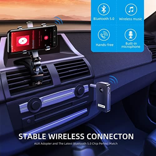 Smof Aux Bluetooth Adapter para carro, receptor Bluetooth 5.0/Portátil Manfating/Car Música Estéreo/Ruído Cancelagem/Audio