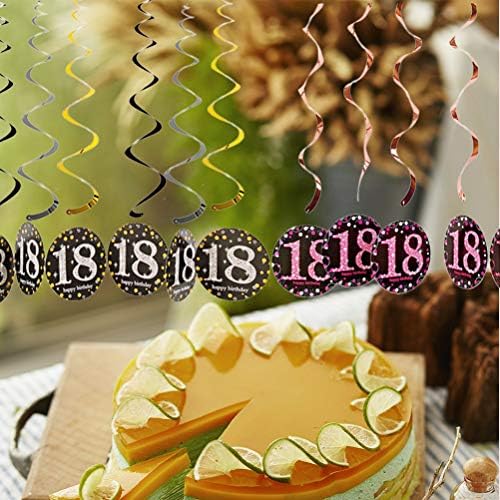 12pcs festa de aniversário decoração pendurada decoração em espiral pvc pendurado decorações criativas de aniversário cena de festa decoração de festas de aniversário com tema de festival de festas de festas para festa em casa rosa+preto