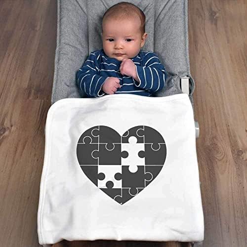 'Autismo Jigsaw Piece Heart' Cotton Baby Blanket/Shawl