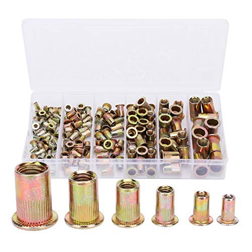 Fafeicy 150pcs Galvanized Rivet Nut Set, M3/4/5/6/8/10, para produtos industriais eletromecânicos, leves, porca