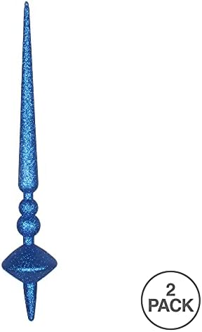 Ornamento Finial da Cúpula Glitter de Vickerman 18 , plástico à prova de quebra, decoração de árvore de Natal de férias, 2 pacote, azul