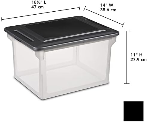 Caixa de arquivo de plástico Frosse preto, conjunto de 4