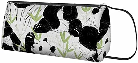 Nicokee Black White Panda Bolsa Cosmética para mulheres, Animal Bamboo Bear Leaf Jungle Pequena bolsa de maquiagem de