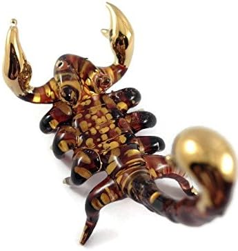 3 Longo Miniatura Brown escorpião soprada sopro de vidro transparente Arte de cristal Cristal Animal Bug Collectible