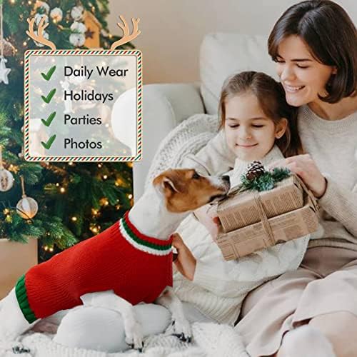 Camisagem de Natal de cão Kuoser, suéter de malha com padrão de árvore de Natal, roupas de cachorro de inverno quente
