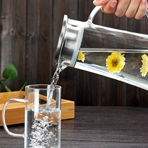 Hemoton Espumador de Leche Clear Belicador de água de vidro com tampa e alça arremessadora fria jarra de vidro com tampa para leite