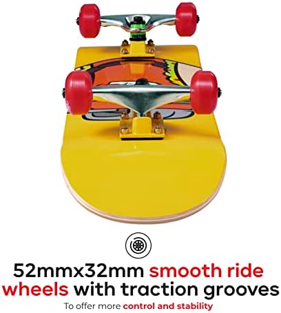 Fortnite 31 Skateboard - Skateboard de cruzeiro com fita gráfica impressa, rolamentos ABEC -5, deck durável e rodas lisas, ótimas