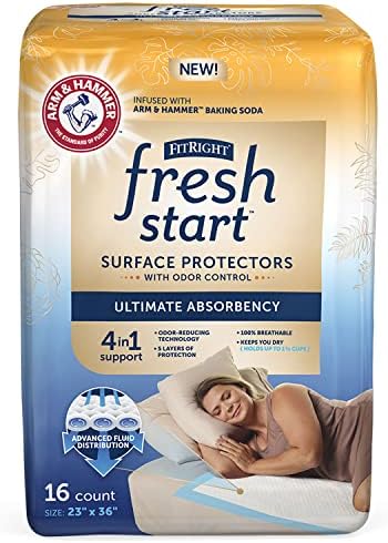 Fitright Fresh Start Infelizmente Underpads 23 x 36 Pads de cama para incontinência, absorventes chucks almofadas com o poder de