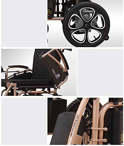 Neochy Fashion Cadeira de rodas portátil idosos completos reclináveis ​​traseiros traseiros dobráveis ​​pneumáticos pneu electromagneticbrake scooter 8484 wheelchairs marrom pesado marrom