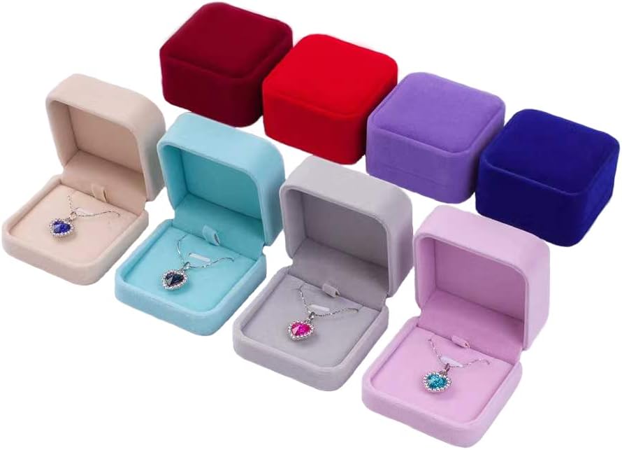 Weixindiy Velvet Colar Pingente Box Box Box Jewelry Display 2,8 x 2,8 x 1,6 polegadas, 2,8*2,8*1,6 polegadas