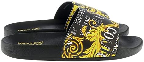 VERSACE Jeans Couture Men Logo Couture Sandals Black - Gold