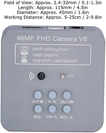 Câmera de microscópio Fafeicy Hy-1135D, 48MP 2K 1080P 60FPS HD Aluminium Aluman Aluman Interface Dual Saída Camera Industrial Video,