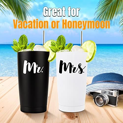 All Luxy Mr e Sra. Tumblers - STRILHO MR e SRS CUPS Presentes para recém -casados ​​- Future Mr e Mrs Wine Tumblers - Perfeita as canecas de casamentos dele e dela recém -casadas para o casal