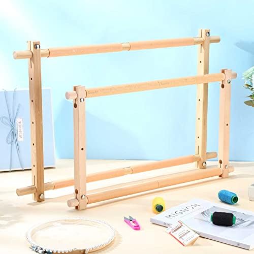 2 PCs Frame de ponto cruzado ajustável Bambu Bamboo Wood Wood Tapestry Roll Bordery Frames Quilt Scroll Frame Quilting
