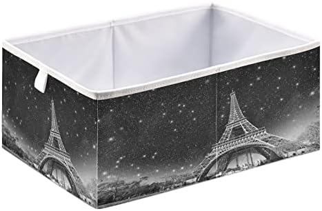 Organizador de cubos de armazenamento dobrável de Alaza, maravilhosa vista noturna da Torre Eiffel em Paris Storage Containers Closet Shelf Organizer com alças para o escritório em casa
