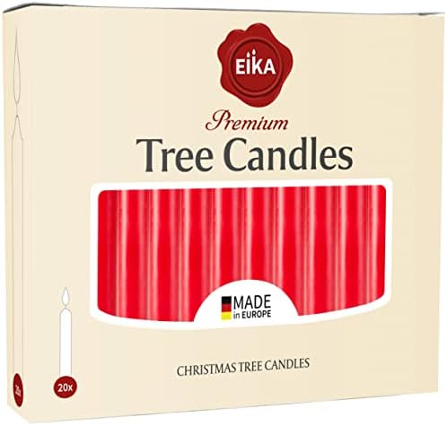 Eika Premium Christmas Tree Candles - Conjunto de 20 velas tradicionais de cera de Natal para pirâmides, carrosséis e