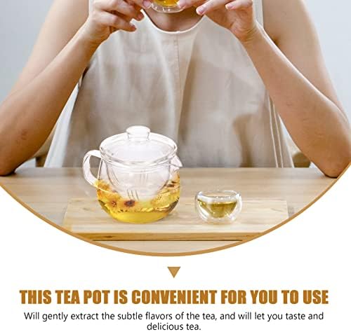 Conjunto de chá Pote de chá Pote de chá 10 onças de bule de vidro de vidro Bule de chá seguro e transparente com fabricante de chá Removable InfUser para cozinhar no fogão conjunto de chá de parede dupla de parede dupla