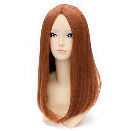 Magqoo 20 polegadas de laranja escura Wig Parte média longa peruca reta gengibre perucas mulheres garotas figuras de fantasia de cosplay perucas com tampa de peruca