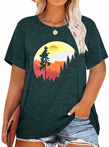 Mulheres Sunrise Sunset T-shirt Gráfico engraçado Casual Casual Manga curta camiseta Nature Travel Camisa Tops