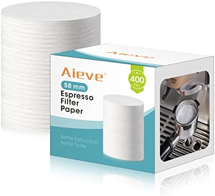 Filtro de papel de café AIEVE para máquina de café expresso, 400 PCS 58 mm de filtro de café expresso não branqueado portafilter