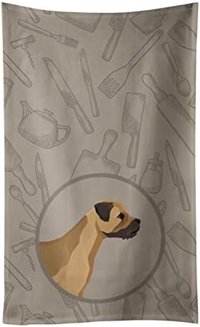 Tesouros de Caroline Ck2170ktwl Terrier de fronteira na toalha de cozinha, panos de panos de mão toalha decorativa de banheiro