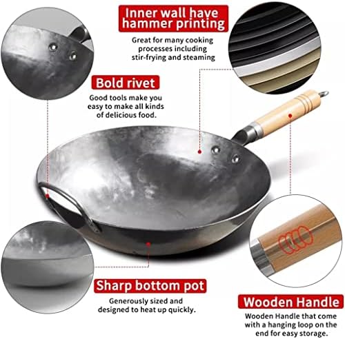 Wionc Iron wok tradicional handmade Iron wok antiadere