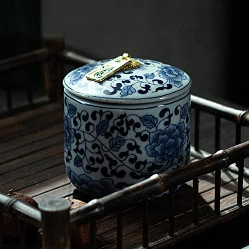 Jar de gengibre de cabilock estilo chinês de cerâmica azul e branco jar