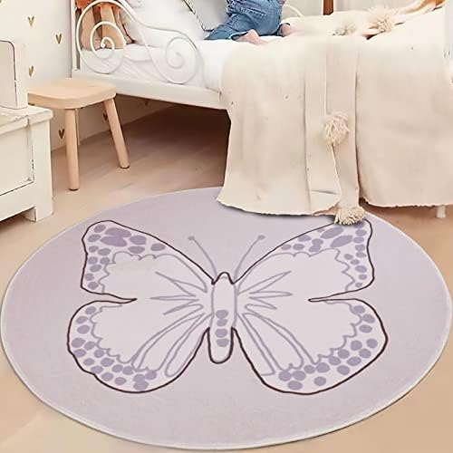 Ustide Rink Butterfly Rug, tapete de tapete de desenhos animados macios, tapete de quarto lavável, tapete de rastreamento de bebê, 47.2 polegadas