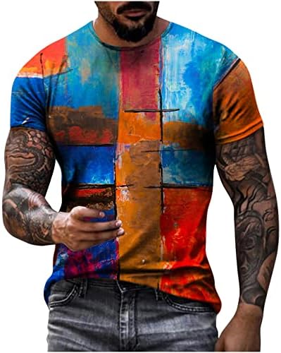 Camisas vintage para homens, Mens Pintura a óleo Fé Jesus Cruzada T-shirts 3D Manga curta impressa camisas engraçadas para homens